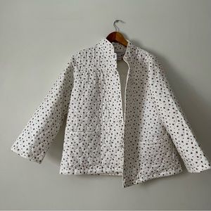 Floral quilted white jacket